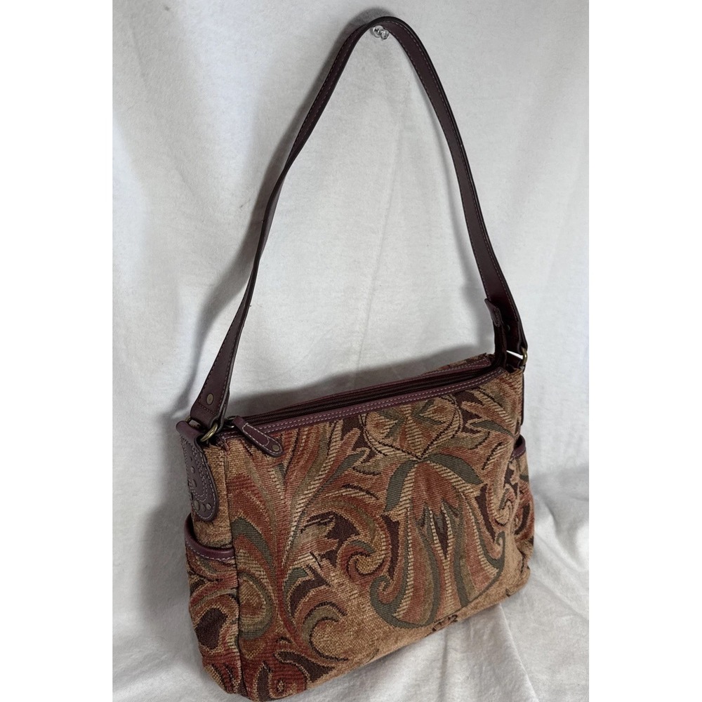 Relic Brown Tapestry Fabric Satchel Handbag Purse Floral Print Travel Bag